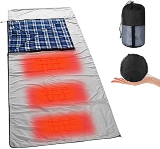 Heated Sleeping Bag Liner With Zipper - Lightweight Travel Sheet Camping Sleep Bag Prevent Dirty On Business Hotel Hiking, Picnic, Trains