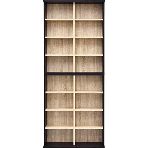 ワイエムワールド 積み重ね 薄型 本棚 ユエル 幅75cm 2個組 ブラウン×オーク 00-248