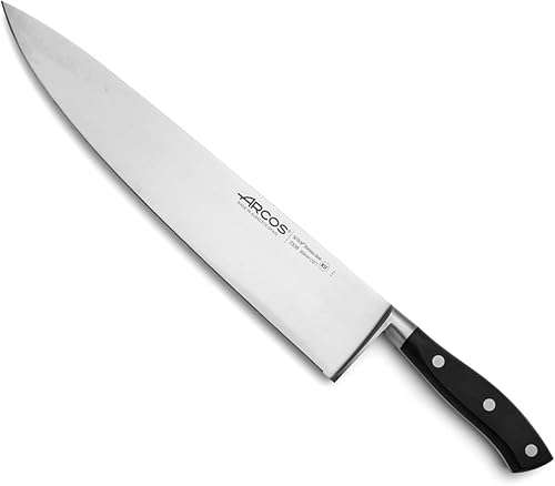 Arcos Cuchillo de chef forjado de acero inoxidable de 12 pulgadas. Cuchillo de cocina profesional multiusos para cortar carne y verduras. Mango