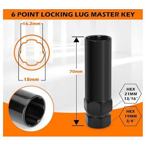 Llave para tuercas de llanta de combustible de 6 y 7 estrías y adaptadores de rueda 14x2.0 y 12x1.25 5