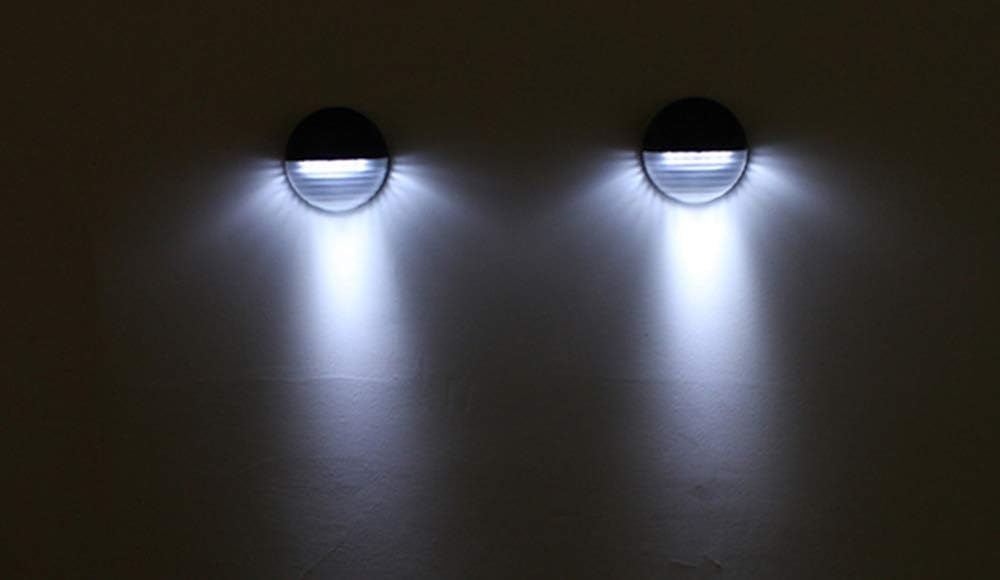Lxcom Lighting Solar Powered Wall Lights 4 Pack Solar Power Fence Lights Outdoor Solar Stair Lights 6 LED Step Light Wall Mount Garden Path Step Light for Garden Fence Walkways Path Pathway,Cool White
