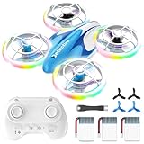 Mini Drone for Kids, Christmas Birthday Gifts for Boys Girls Beginners, Quadcopter Toy with LED Light, Propeller Full Protect, 360 Flips, 3 Batteries, Headless Mode, Remote Control