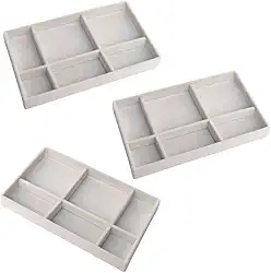 Kit 3 Organizadores De Joias Com Design Moderno e Prático com Divisorias (Bege)