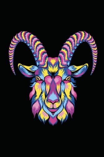 Notizbuch: Bunter Steinbock Notizbuch | 6x9 Zoll DIN A5 | 100 Seiten liniert | Gämse Notizheft | Bergziege Tagebuch | Ziegenbock Schreibheft | Ziegen Geschenk