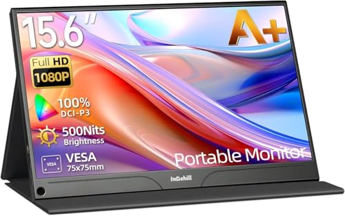 Intehill Portable Monitor for Laptop and Mini PC 15.6-inch Monitor with 1080P A+ Matte Screen High Brightness P3 100% Wide Color Travel Monitor for Digital Nomads Budget Gaming Monitor F15NB