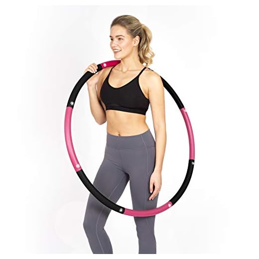 HEALTHYMODELLIFE Exercise Fitness Hoop for Adults - Easy to Spin, Premium Quality and Soft Padding Weighted Hoop - Detachable Hoops for Home & Gym Workouts - 4lbs
