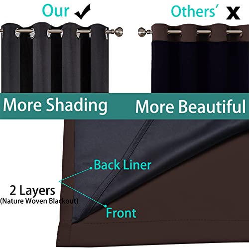 Image of Yakamok Blackout Curtains 84 Inches Long,Blackout Curtain Panels for Bedroom, 2 Thick Layers Grommet Top Thermal Insulated Drapes with Black Liner for Living Room(52Wx84L, Chocolate Brown, 2 Panels)