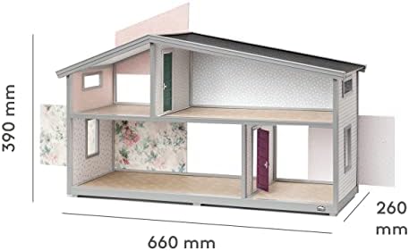 Lundby Dolls House  Expandable Doll House for Boys and Girls  Kids 2 Storey Dollhouse with 4 Rooms, Windows and Colorful Openable Doors