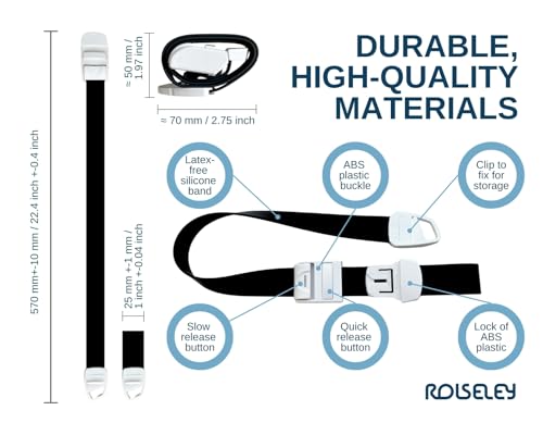 ROLSELEY Medizinischer Silikon-Stauschlauch – Wiederverwendbar, Latexfrei, Mit Schnalle, Für Blutentnahme & IV Zugang, Blau