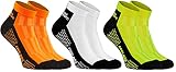 Rainbow Socks - Kurze Sportsocken Coolmax – Für Frauen und Männer – 3 Paare Weiß, Grün und Orange - Größe 42-43