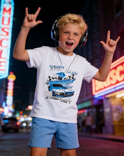 Image of OLMRJKD Boys 2 Piece Outfits Short Sleeve Colorblock T-shirt and Shorts Summer Casual Clothes for 6-12 Years