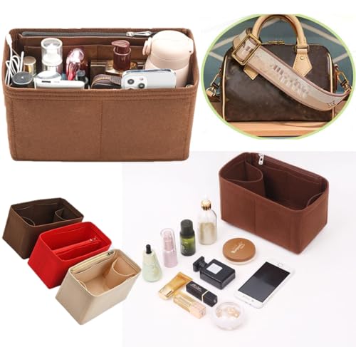 Lckaey Purse Inserts for Speedy 35 Organizer Insert, for monogram bag, HandBag protective insert Tote Bag and hand bag protector, organizer insert 1083Coffee-XL - Thumbnail 6