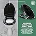 Renovators Supply Manufacturing Black Plastic Soft Close Elongated Toilet Seat Quiet-Close Lid, Contoured Seat Easy To Install And Clean, Grip-Tight Bumpers With Adjustable Mounting Hardware
