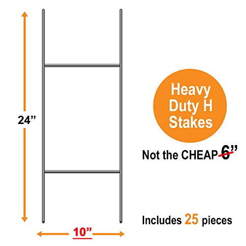 25 Yard Signs + Stakes - 4Mm Corrugated Plastic + Heavy Duty Galvanized Wire Stakes #TOP2