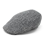Hanna Hats Traditional Irish Wool Touring Cap, Satin Lined, Made in Ireland (US, Alpha, Medium, Light Gray)
