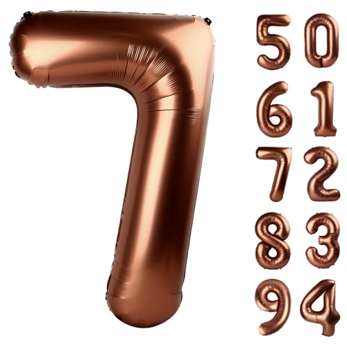Image of Dark Brown 7 Balloon, Coffee Brown Number Balloons 40 Inch, 7th Chocolate Birthday Decorations Party Decoration for Women Men, Number 7 Balloon