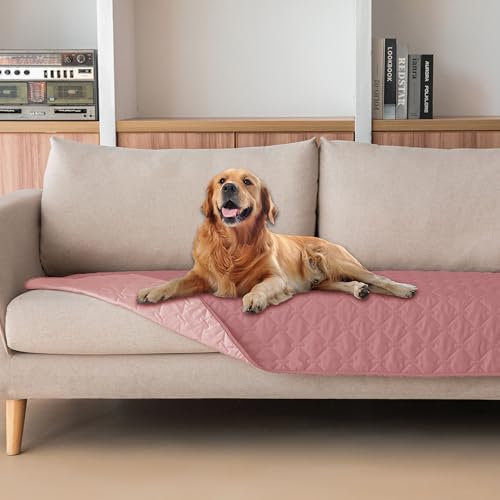 Image of gogobunny 3X Stronger Waterproof Pet Blanket, Scratch Proof Furniture Protector for Dogs Cats, Reversible Cover 30x70 Inch, Dark Pink /Light Pink