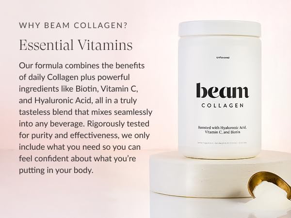 Beam Collagen Powder, Collagen for Women, Collagen with Hyaluronic Acid, Collagen Peptides Type 1 and 3, with Biotin, Grass Fed Bovine, Third-Party Tested, Best for Coffee, Vitamin C, 30 Servings - Image 8