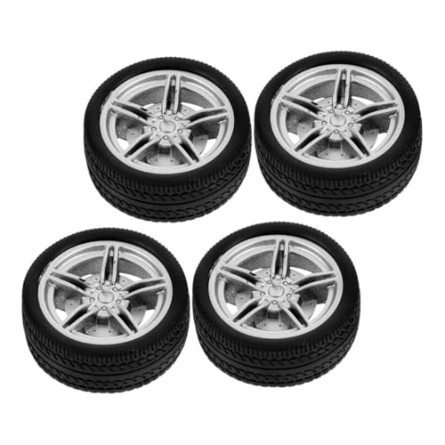 Generisch 4 Stück Gummiräder Frühpädagogisches Auto Stapeln Baggerspielzeug Für Jungen Spielzeuglastwagen Rad Räder Für Handwerk -lkw-räder Diy-räder Black