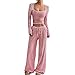 Womens Striped 2 Piece Sets Square Neck Top Wide Drawstring Leg Pants,Fashion Casual Lounge Set (Light Gray,XL)