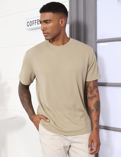 Men's Casual T-Shirts Knit Short Sleeve Crewneck Shirts Casual Stylish Knitted Pullover Tees Top2