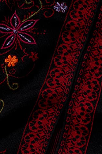 Invisible World Women's Embroidered 100% Baby Alpaca Cardigan Sweater Ottoman Lg Black #TOP3