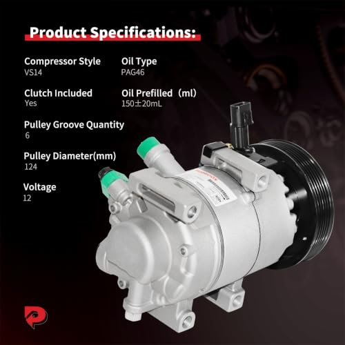Image of PHOBOOS A /C Compressor with Clutch Compatible with Kia Soul 2014-2019, Forte5 2014-2016, Forte Koup 2014-2016 & Hyundai Elantra 2017【ONLY FITS 1.6L engine】, Ref.CO-29273C, 168306