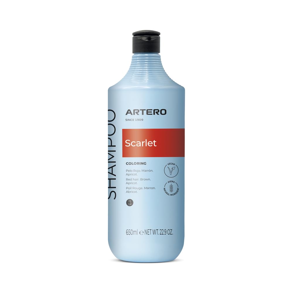 Artero Scarlet. Champú para Perros Intensificador del Color Natural para Pelajes Rojos, Marrones y Chocolate – Brillo Duradero, Hidratación Profunda y Fórmula Suave – con Pigmentos F– 650 ml
