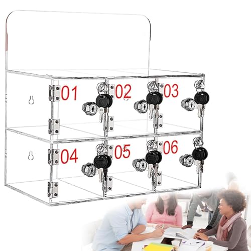 Transparent Wall-Mounted Safe for Mobile Phones,with Locks &amp; Keys,Perfect for Classrooms,Offices,Gyms &amp; Schools - Secure Storage Solution,6Slots