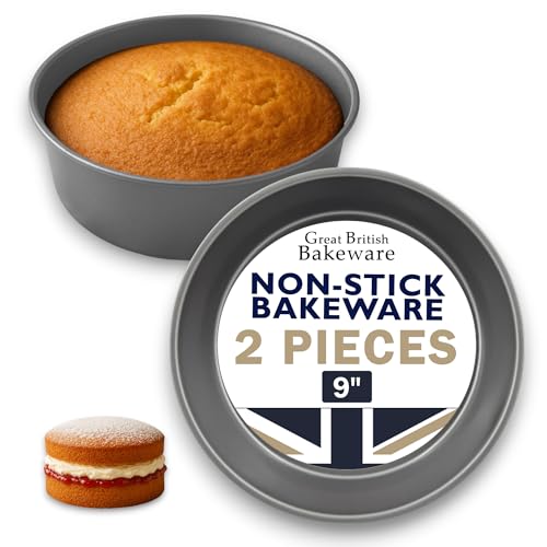 Samuel Groves 9 Sandwich Tin Victoria Sponge Tin 2 Pack 3 Deep Round Cake Tins - Perfect for Air Fryer UK Made Double Coil Coated Non Stick Fixed Base (9/23cm 2 Pack)