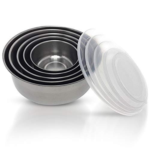 Stainless Steel Food Storage Bowls with Lid - Small Size Nesting Metal Mixing Bowls Set of 5 - 10oz 17oz 24oz 38oz and 54oz bowls - Thin Mini Size Rustproof Portion Control Bowls with Lids