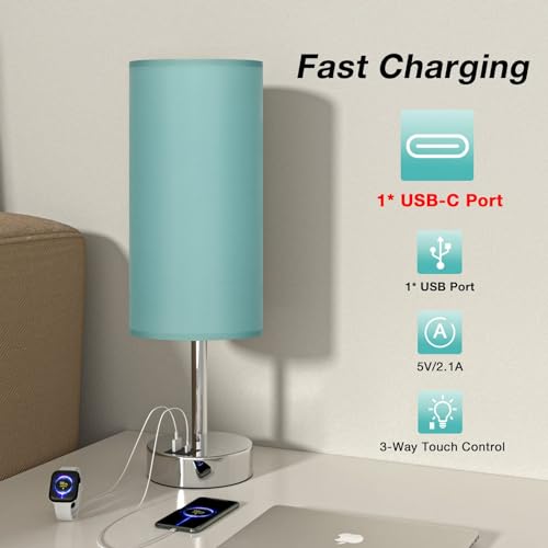 Teal Touch Table Lamp for Bedroom - Bedside Desk Lamp for College Dorm by Dicoool - Used condition - Image 3