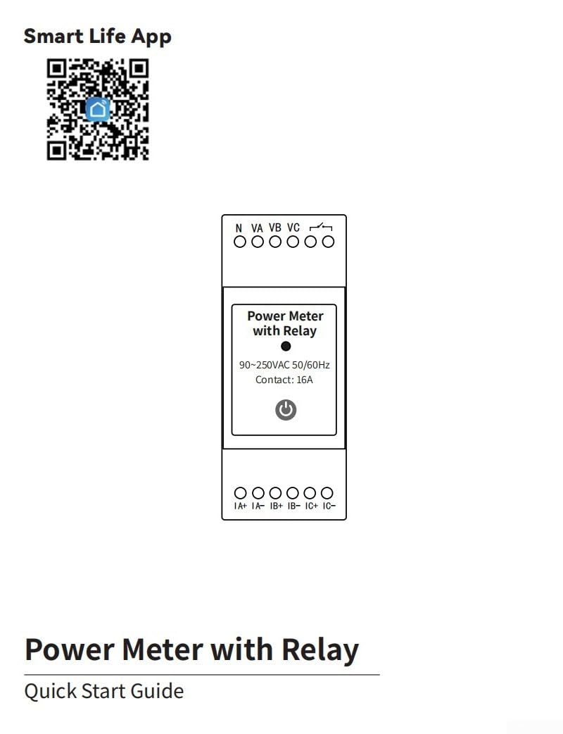 Medidor de energía trifásico de alimentación de riel DIN con abrazaderas CT, contador bidireccional compatible con WiFi para seguimiento de corriente de voltaje, protección de sobrecarga, (80 A)