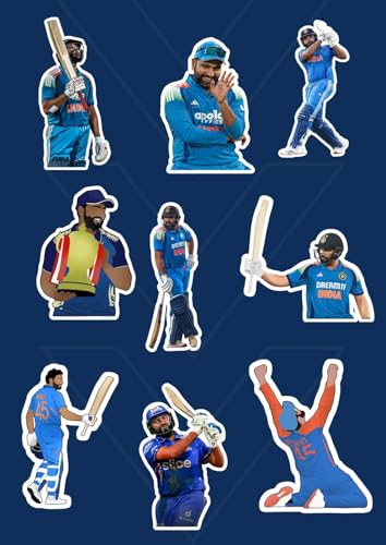 Image of Rohit Sharma Stickers - 25 Pcs Waterproof, HD Printed Vinyl Stickers for Laptop, Mobile, Notebook & More | Cricket Stickers