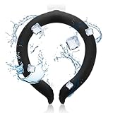 Neck Cooling Tube, Wearable Cooling Ice Ring for Hot Weather, Reusable Neck Wrap for Outdoor Workers and Exercisers. Relieves Hot Flashes in Summer. (Black)