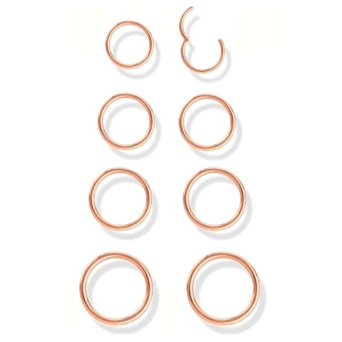 Jstyle 8Pcs 16G Surgical Steel Hinged Clicker Segment Nose Rings Hoop Helix Cartilage Daith Tragus Sleeper Earrings Body Piercing 6mm 8mm 10mm 12mm Improved