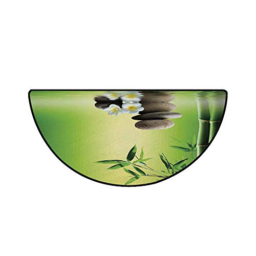 50*80cm ジョイントマット パズルマット 半円形 耐磨耗性 滑り止め 吸水速乾 抗菌防臭防カビ オールシーズン適用 バンブースパインテリア、ジャパニーズセラピーリラクゼーションストーンズフランジパニの花、