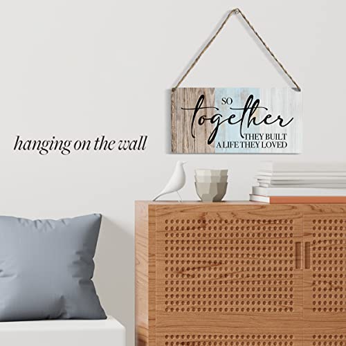 Rustic Wood Sign Home Farmhouse Wall Hanging Decor Inspirational Wooden Wall Art Decor Decorative Plaque Sign for House Family Living Room Bedroom Kitchen So Together They Built A Life They Loved - Thumbnail 3