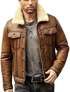 Men's RAF Aviator Real Leather Jacket Coat Bomber B3 Sheep Skin Pilot Flying