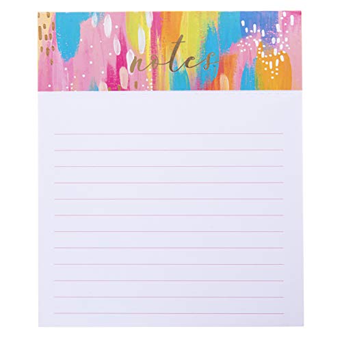 Image of Graphique Jotter Notepad, Brush Strokes Design - 4.5 inch x 5.5 inch x 1 inch, 250 Lined Pages with inchNotes inch at the Top Embellished in Gold Foil - Cute Journal for Leaving Messages and Taking Notes