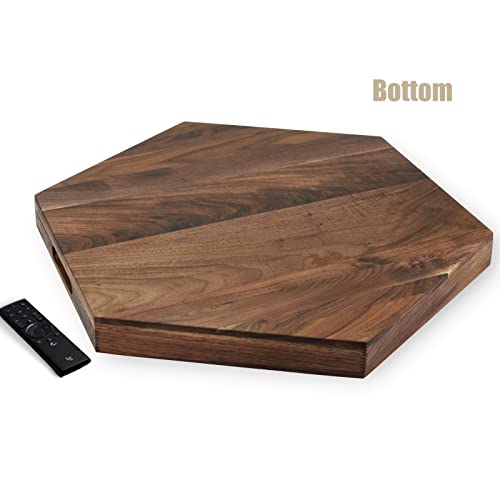 MAGIGO 23"x 20" Large Hexagonal Black Walnut Wood Ottoman Serving Tray by MAGIGO - Used condition - Image 4