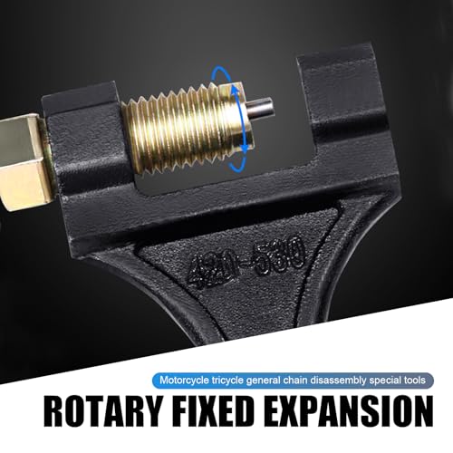 Image of 1 PC Car Chain Breaker, Threaded Rotating Fixed Chain Disassembly Labor-saving Tool for 420 428 520 525 528 530 Roller Chain, Anti-falling Fixed Card Slot, Universal for Car Motorcycle (Black)