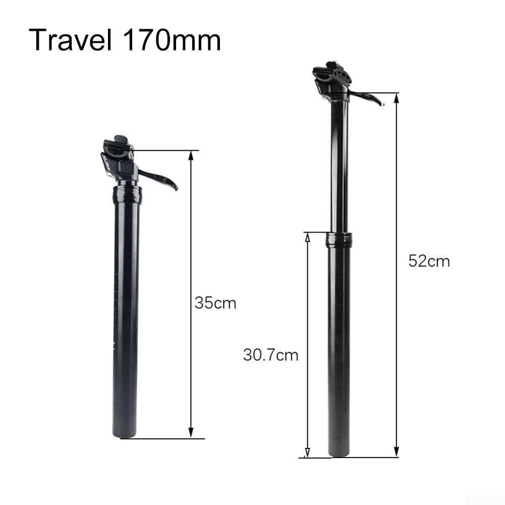 Yhenlovtt Tige de selle Dropper 31,6 mm avec commande manuelle pour VTT, tige de selle en alliage d'aluminium avec débattement réglable pour vélo tout-terrain