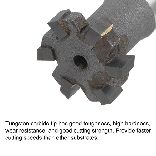 Image of uxcell T-Slot Milling Cutters, 5mm Depth 20mm Cutting Dia 12mm Shank Tungsten Carbide Tip 6 Flutes T Slot End Mill for Stainless Steel Copper Aluminum