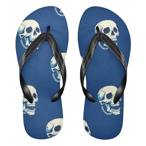 Skull Blue Flip Flop Beach Summer Casual Sandal for Women & Men Shower Shoes 2301744