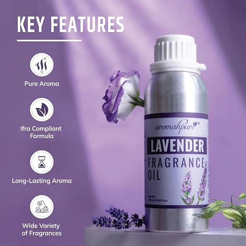 Image of Aromahpure Lavender Aroma Oil | 250ml Undiluted & Natural | Long-Lasting Scent for Aromatherapy, Candle & Soap Making, Diffusers, Room Freshener, Humidifier, Bathroom Revitalizer & Home Essentials