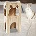 Bothyi Wood Bunny Hideout, Dwarf Bunny Hut Hideout, Hamster Hideout Hut, Wooden Guinea Pig House for Dwarf Hamster Gerbils Playing, C
