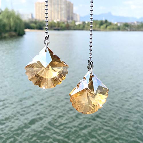 Image of 2 PCS Crystal Champagne Prism Drop Ceiling Fan Pull Chain Extender Decorative Switch