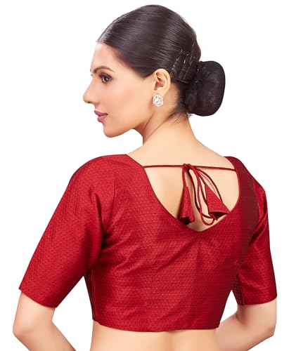 Image of Studio Shringaar Women's Brocade Half Sleeve Bright Readymade Saree Blouse