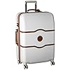 DELSEY Paris Chatelet Hardside Luggage with Spinner Wheels, Champagne White, Checked-Medium 24 Inch, with Brake